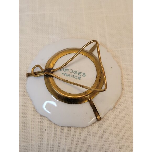 Vntg Limoges France Miniature Plate Porcelain W/ Gold Trim & Stand Courting 1.5" - Picture 4 of 8